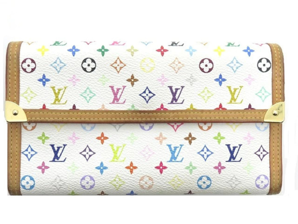 LOUIS VUITTON Portefeuille Tresor International Multicolor Blanc White